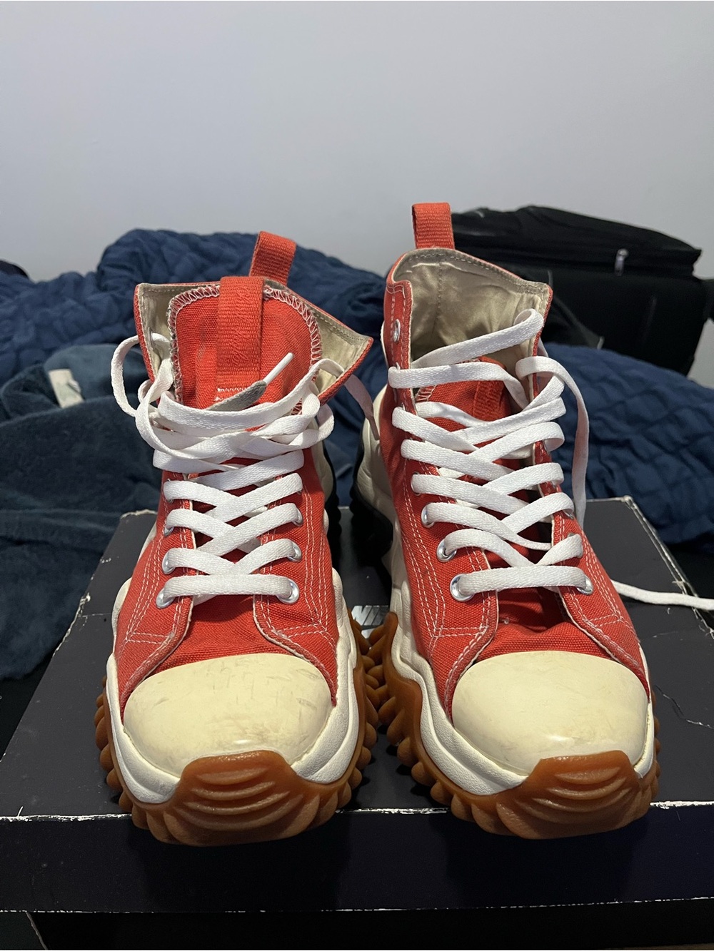 Women’s High-Top Canvas Sneakers in Red with Gum Sole